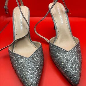 Adrienne Vittadini 100MM Silver Sparkling Embellished  Heels